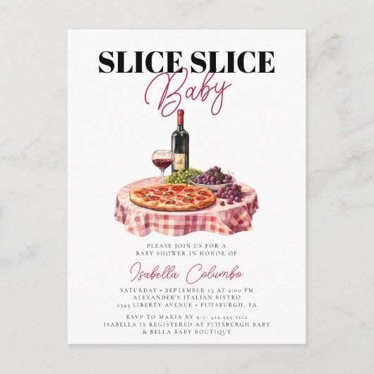 Slice Baby Pizza Party Baby shower Briefkaart (Voorkant)