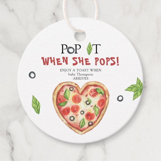 Slice baby Pizza - Pop het! Als ze pop! Bedankjes Labels (Voorkant)