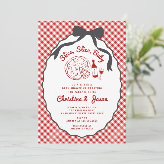 Slice Baby Pizza Shower Kaart (Staand voorkant)