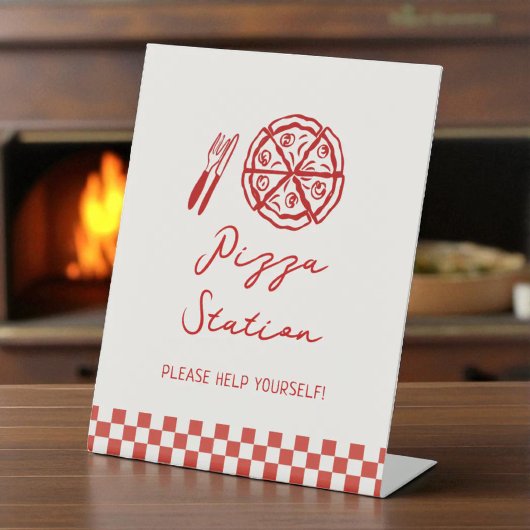 Slice Baby Pizza Station Sign Reclamebord Met Voetstuk