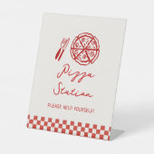 Slice Baby Pizza Station Sign Reclamebord Met Voetstuk (Voorkant)