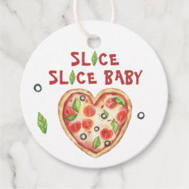 Slice baby Pizza - waterverf baby shower Bedankjes Labels