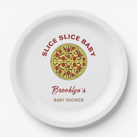 Slice Baby shower Genderneutraal Fun Pizza Papieren Bordje (Voorkant)