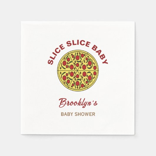 Slice Baby shower Genderneutraal Fun Pizza Servet (Voorkant)