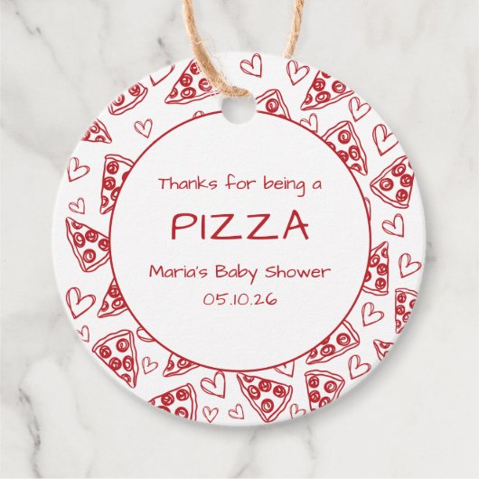 Slice Baby shower Italiaans Pizza Bedankt Bedankjes Labels (Voorkant)