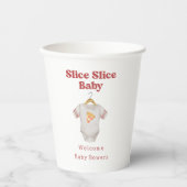 Slice Baby shower Pizza Neutral Bodysuit Papieren Bekers (Voorkant)
