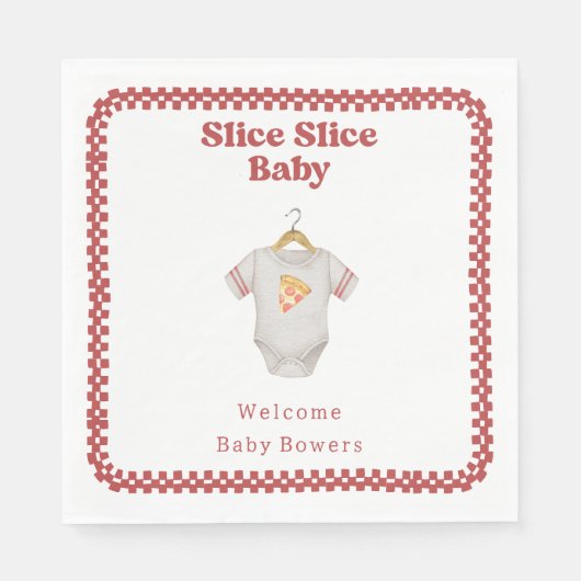 Slice Baby shower Pizza Neutral Bodysuit Servet (Voorkant)