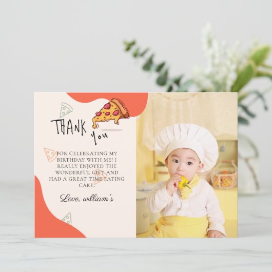 Slice Baby Slice Pizza Tijd Baby Dank u kaart (Staand voorkant)