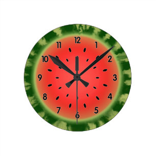 Slice de Groene Striped Watermelon Ronde Klok