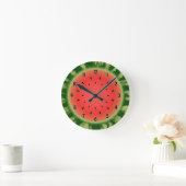 Slice de Groene Striped Watermelon Ronde Klok (Huis)