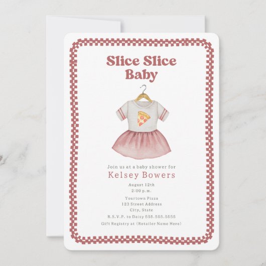 Slice Girl Baby shower Pizza Dress Kaart (Voorkant)