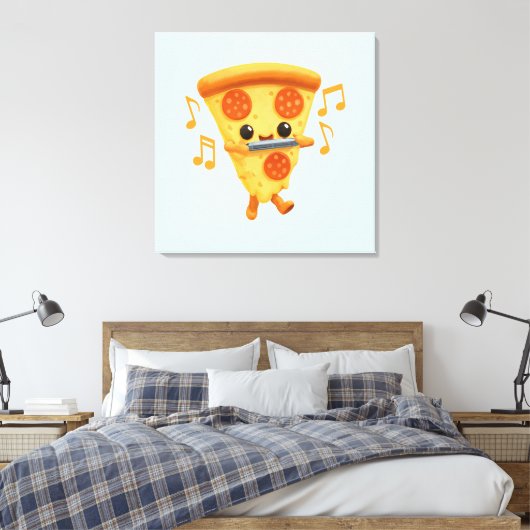 Slice Het spelen van een Harmonica Schattige Canvas Afdruk (Insitu (Slaapkamer))