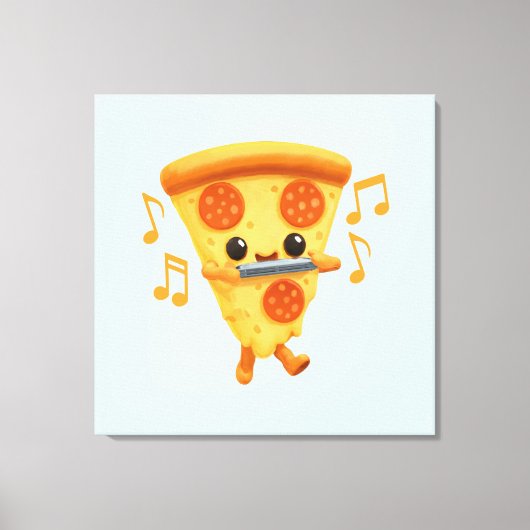 Slice Het spelen van een Harmonica Schattige Canvas Afdruk (Voorkant)