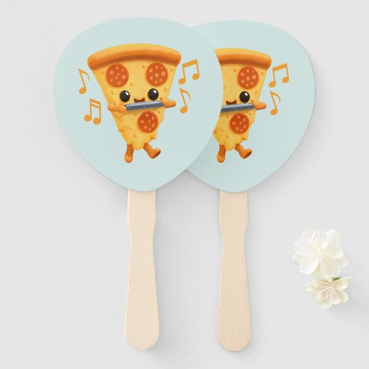 Slice Het spelen van een Harmonica Schattige Handwaaier (Voorkant en achterkant)