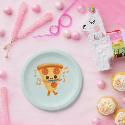 Slice Het spelen van een Harmonica Schattige Papieren Bordje (Feest)