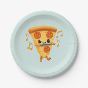 Slice Het spelen van een Harmonica Schattige Papieren Bordje