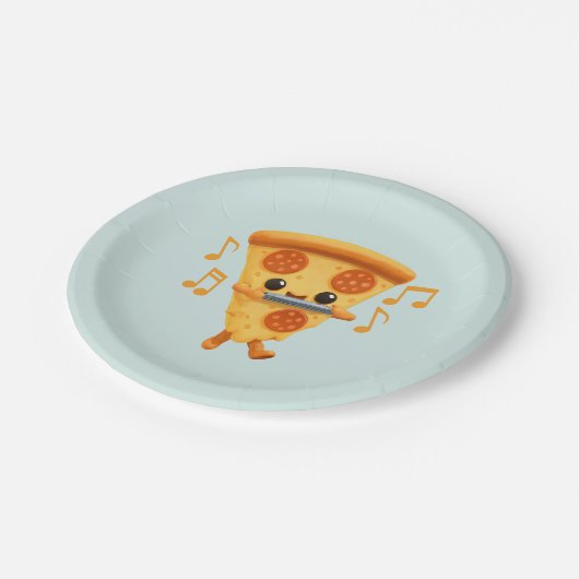 Slice Het spelen van een Harmonica Schattige Papieren Bordje (Gekanteld)