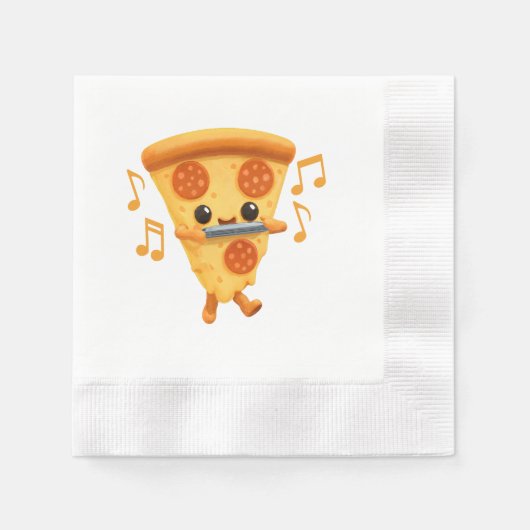 Slice Het spelen van een Harmonica Schattige Servet (Voorkant)