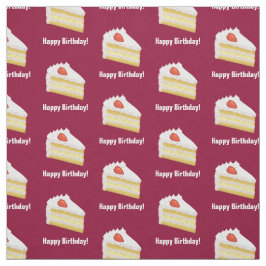 Slice of Cake & Happy Birthday of een andere tekst Stof