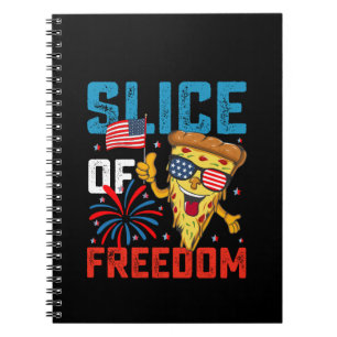 Slice Of Freedom 4 juli pizza USA vlag zonnebril Notitieboek