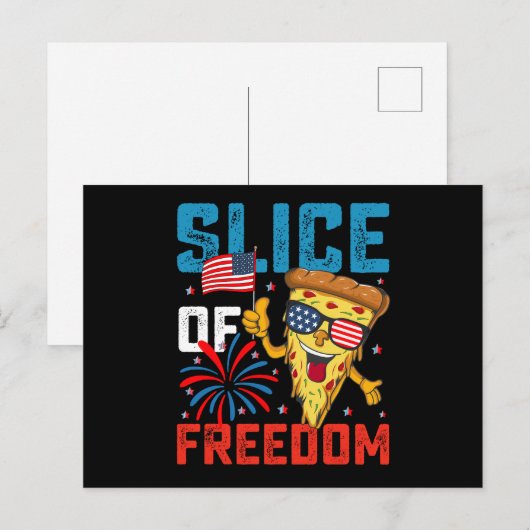 Slice of Freedom 4th juli Pizza USA vlag Zonnebril Briefkaart (Voorkant / Achterkant)