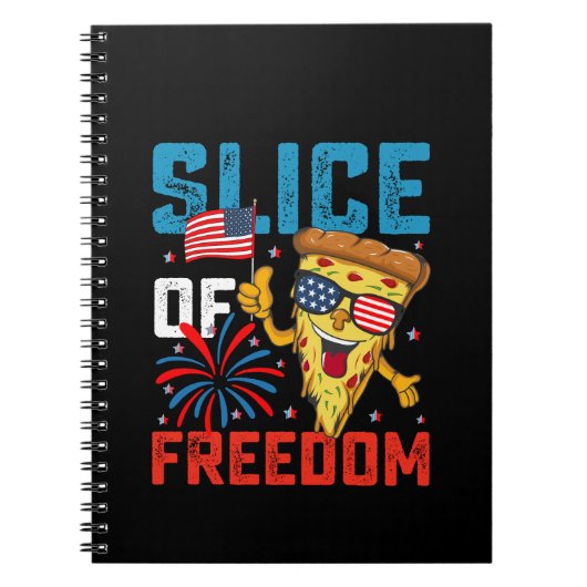 Slice of Freedom 4th juli Pizza USA vlag Zonnebril Notitieboek (Voorkant)