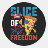 Slice of Freedom 4th juli Pizza USA vlag Zonnebril Ronde Sticker (Voorkant)