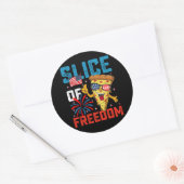 Slice of Freedom 4th juli Pizza USA vlag Zonnebril Ronde Sticker (Envelop)