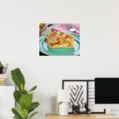 Slice of fresh baked apple pie on plate poster (Thuiskantoor)
