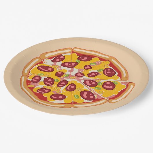 "Slice of Fun: een speelse pizza-geïnspireerde Papieren Bordje (Gekanteld)