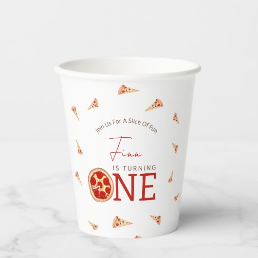 Slice of Fun First Birthday Paper cup Papieren Bekers (Voorkant)