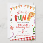 Slice of Fun Pizza Birthday Invitation Kaart (Voorkant)