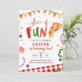 Slice of Fun Pizza Birthday Invitation Kaart (Staand voorkant)