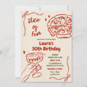 Slice Of Fun Pizza En Wijn Volwassen Verjaardag Kaart (Voorkant)