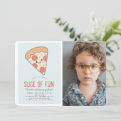 Slice Of Fun Pizza Kawaii Blue Photo Boy Verjaarda Kaart (Staand voorkant)