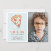 Slice Of Fun Pizza Kawaii Blue Photo Boy Verjaarda Kaart (Voorkant)