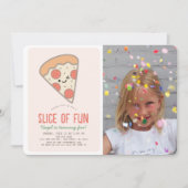 Slice Of Fun Pizza Kawaii Roze Foto Meisje Verjaar Kaart (Voorkant)