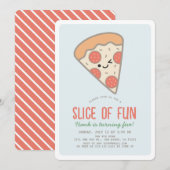 Slice Of Fun Pizza Party Kawaii Blue Boy Verjaarda Kaart (Voorkant / Achterkant)