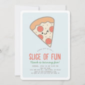 Slice Of Fun Pizza Party Kawaii Blue Boy Verjaarda Kaart (Voorkant)