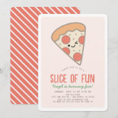 Slice Of Fun Pizza Party Kawaii Roze Meisje Verjaa Kaart (Voorkant / Achterkant)