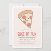 Slice Of Fun Pizza Party Kawaii Roze Meisje Verjaa Kaart (Voorkant)