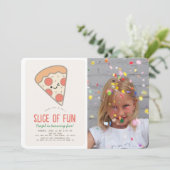 Slice of Fun Pizza Party Kawaii Verjaardagsfoto Kaart (Staand voorkant)