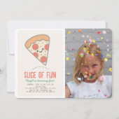 Slice of Fun Pizza Party Kawaii Verjaardagsfoto Kaart (Voorkant)