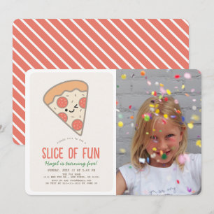 Slice of Fun Pizza Party Kawaii Verjaardagsfoto Kaart