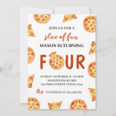 Slice of Fun Pizza Party Uitnodiging Verjaardag (Voorkant)