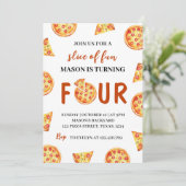 Slice of Fun Pizza Party Uitnodiging Verjaardag (Staand voorkant)