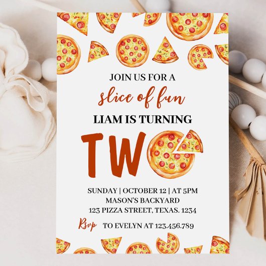 Slice of Fun Pizza Party Uitnodiging Verjaardag