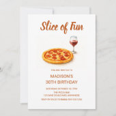 Slice Of Fun Pizza & Wine Adult Birthday Party Kaart (Voorkant)