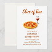 Slice Of Fun Pizza & Wine Adult Birthday Party Kaart (Voorkant / Achterkant)