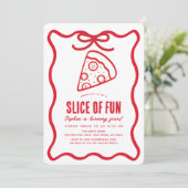 Slice of Fun Red Hand-drawn Pizza Birthday Kaart (Staand voorkant)
